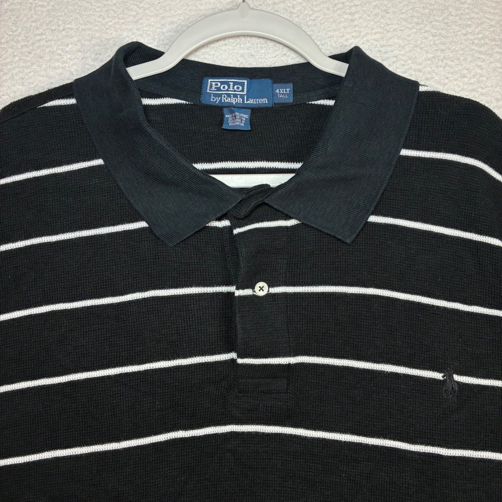 Polo Ralph Lauren Polo Shirt Men 4XLT Black Striped Short Sleeve Casual Tall